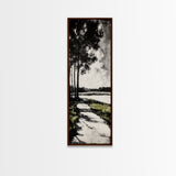 Pathway Trees, Black and White Art, Forest Landscape, Framed Canvas Print, Minimalist Wall Art, Nature Decor, Tranquil Home Artwork