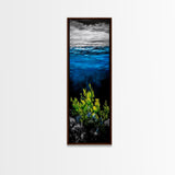 Deep Sea, Blue Water, Ocean Waves, Underwater Scene, Framed Canvas Print, Nautical Wall Art, Bathroom Art, Coastal Home Decor