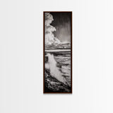 Ocean Power, Wave Crash, Coastal Landscape, Dramatic Seascape, Framed Canvas Print, Black and White Wall Art, Beach House Decor