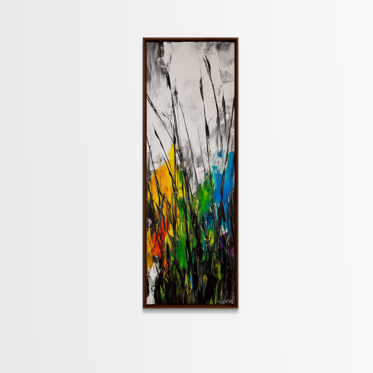 Wild Grasses, Abstract Landscape, Nature Inspired, Vibrant Color, Framed Canvas Print, Modern Boho Art, Bedroom Wall Decor