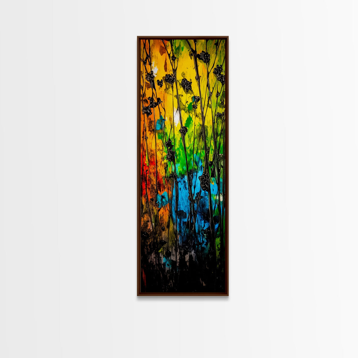 Vibrant Flowers, Colorful Abstract Art, Nature Painting, Expressive Home Decor, Framed Canvas Print, Living Room Wall Art, Bold Design