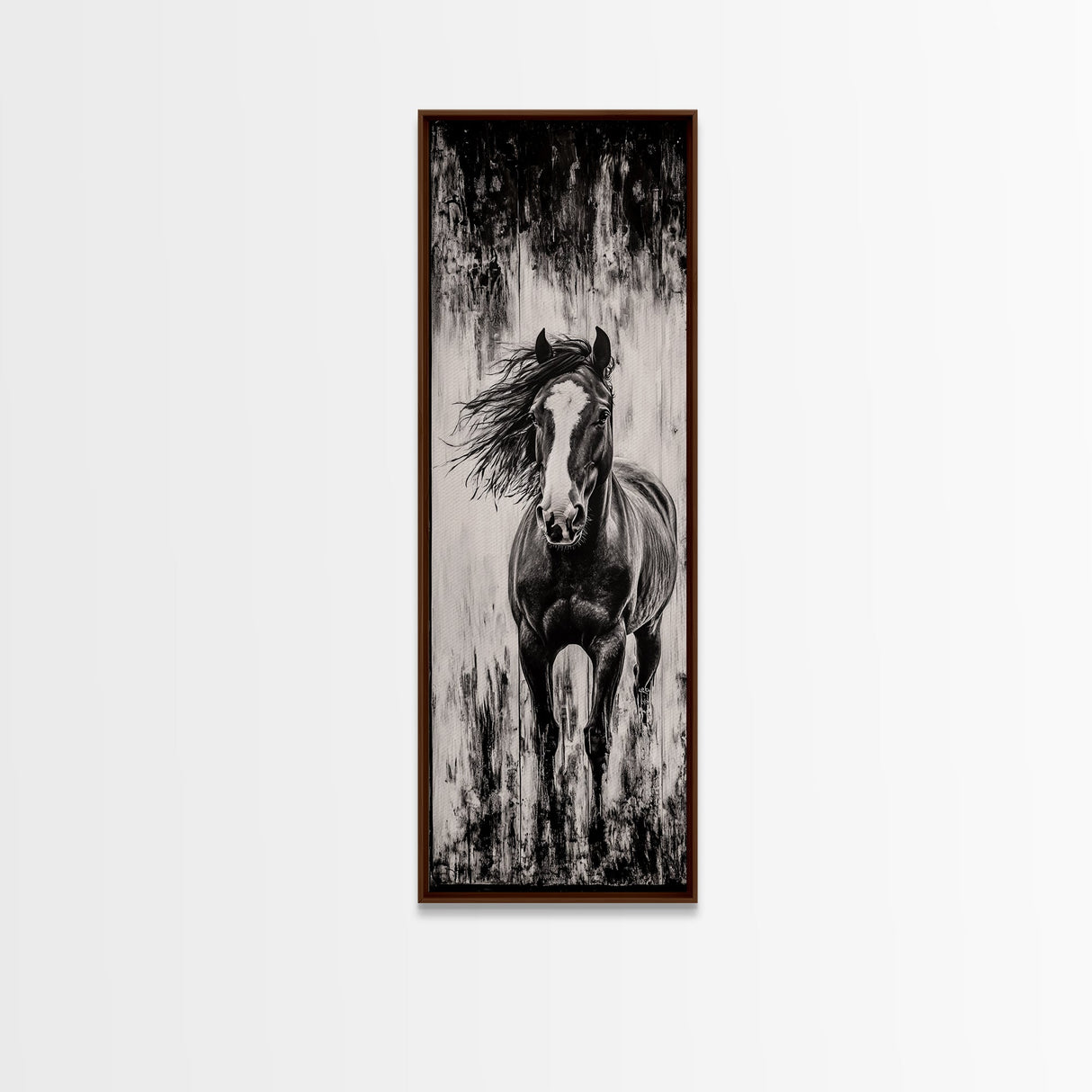 Running Horse, Black and White Art, Western Wall Art, Rustic Home Decor, Equestrian Canvas Print, Large Wall Art, Office Decor