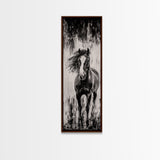 Running Horse, Black and White Art, Western Wall Art, Rustic Home Decor, Equestrian Canvas Print, Large Wall Art, Office Decor