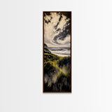 Coastal View, Ocean Landscape Art, Beach House Decor, Blue Sky Painting, Nautical Art, Modern Seascape, Framed Canvas Print