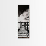 Wooden Dock, Black and White Lake Art, Rustic Cabin Wall Decor, Peaceful Waterfront Scene, Minimalist Landscape, Canvas Print