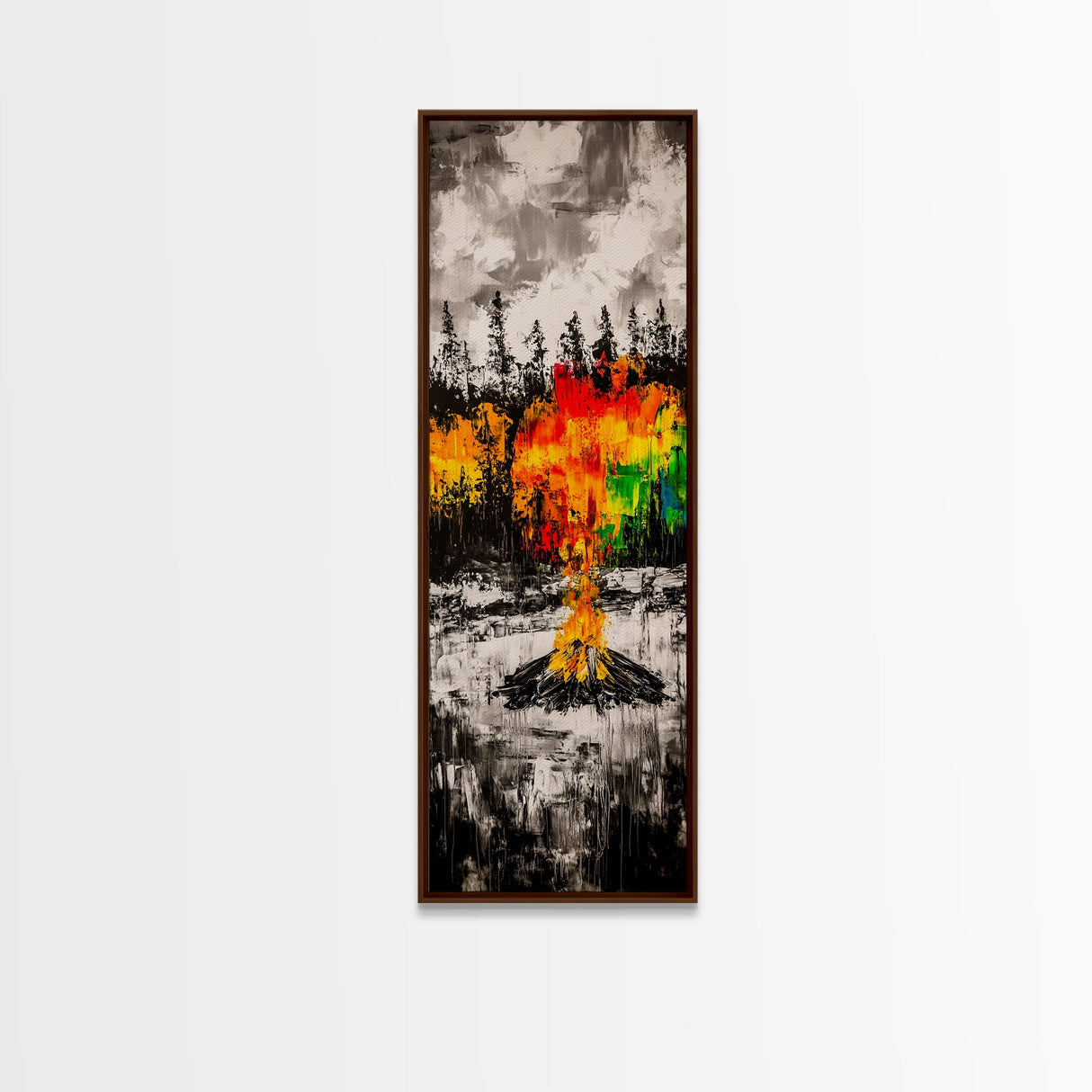 Forest Campfire, Fall Wall Art, Wilderness Painting, Framed Canvas Print, Rustic Home Decor, Warm Autumn Art, Cabin Living Room Decor