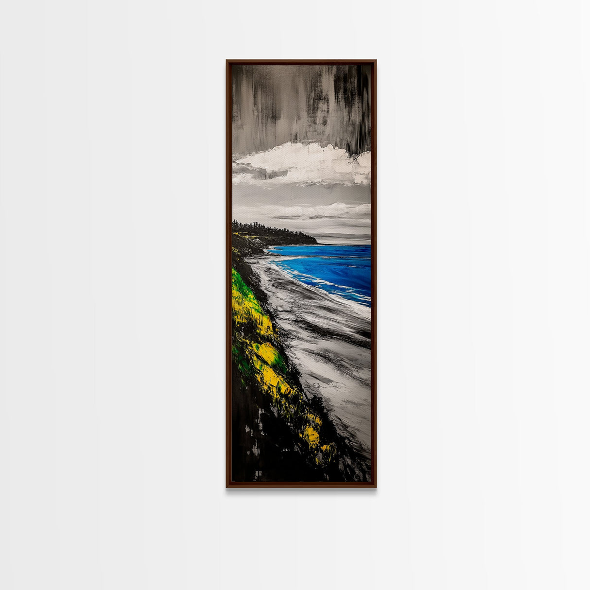 Scenic Coast, Cliffside View, Ocean Art, Canvas Print, Beach House Decor, Blue Landscape, Minimalist Painting, Modern Wall Art