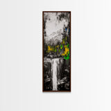 Waterfall Scene, Mountain Landscape, Abstract Nature Art, Canvas Print, Wilderness Wall Art, Green Yellow Decor, Adventure Home Decor