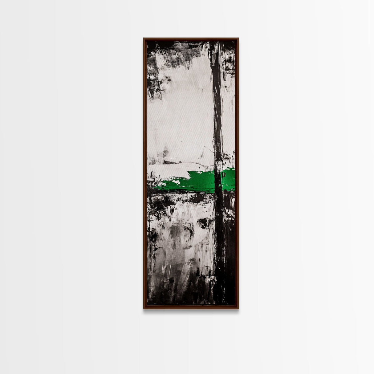 Abstract Lines, Modern Minimalist, Monochrome Art, Canvas Print, Geometric Wall Art, Black White Green, Contemporary Home Decor