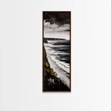 Monochrome Coast, Black and White Seascape, Framed Canvas Print, Beach House Art, Minimalist Landscape, Living Room Wall Art