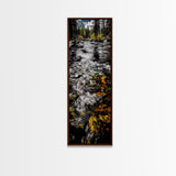 Flowing River Scene, Nature Photography, Tranquil Landscape Art, Framed Canvas Print, Cabin Wall Decor, Rustic Home Artwork, Autumn Theme