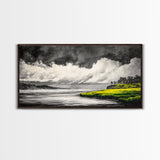 Coastal Storm, Black and White, Dramatic Seascape, Framed Canvas Print, Modern Coastal Art, Minimalist Ocean Wall Art, Large Wall Decor