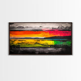 Sunset Reflections, Colorful Abstract, Ocean View, Framed Canvas Print, Vibrant Landscape Art, Large Wall Art, Modern Decor, Bedroom Art