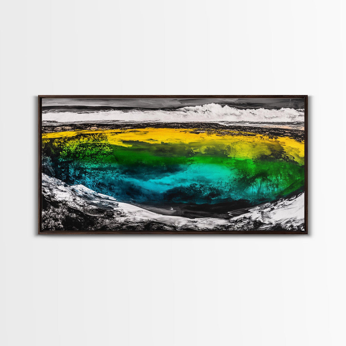 Turquoise Waves, Bold Ocean Art, Framed Canvas Print, Modern Abstract Seascape, Beach House Wall Decor, Large Statement Art
