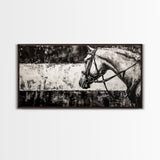 Monochrome Horse, Equestrian Wall Art, Canvas Print, Rustic Black and White Painting, Farmhouse Wall Decor, Western Wall Art