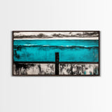 Geometric Waves, Abstract Ocean Art, Canvas Print, Contemporary Minimalist Painting, Blue Wall Decor, Large Modern Art