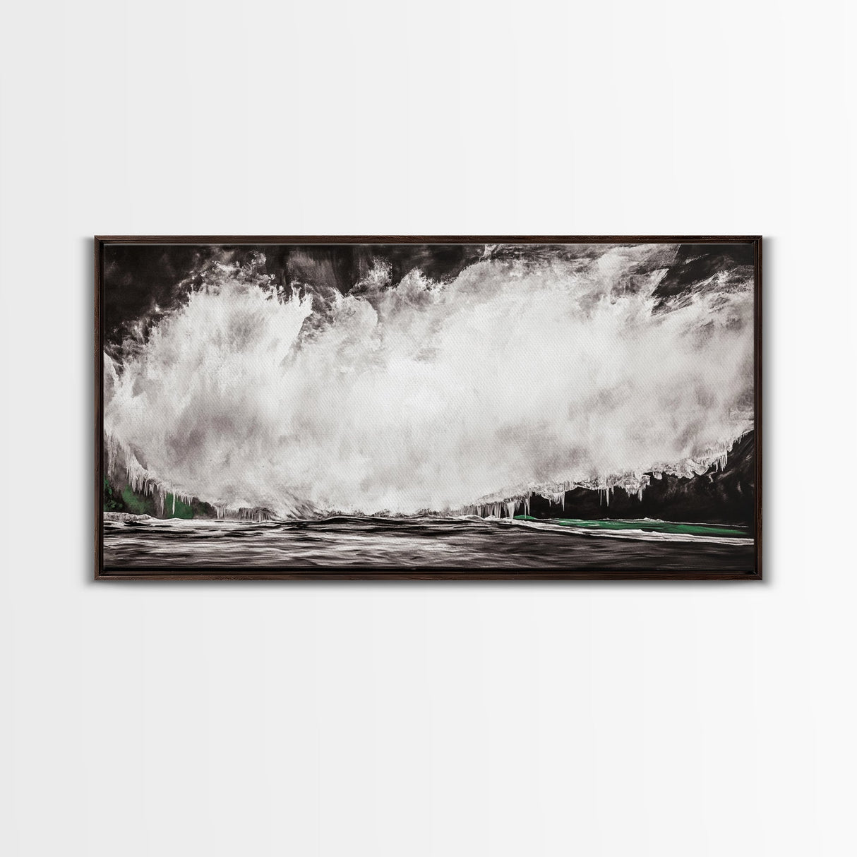 Abstract Waterfall Art, Black and White Canvas Print, Modern Wall Decor, Nature Inspired Artwork, Living Room Art, Minimalist Painting