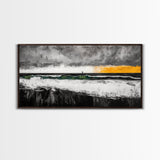 Storm Lighthouse, Ocean, Waves, Framed Canvas Print, Moody Coastal Art, Nautical Wall Decor, Minimalist Beach Art, Dramatic Seascape Art