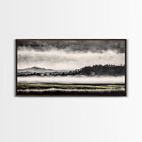 Misty Mountains, Black and White Art, Foggy Landscape, Canvas Print, Nature Wall Art, Minimalist Artwork, Bedroom Wall Decor