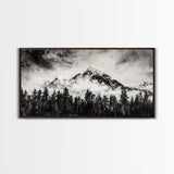 Mountain Landscape, Black and White, Framed Canvas Print, Nature Wall Art, Rustic Home Decor, Modern Farmhouse, Large Wall Art