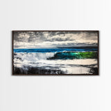 Ocean Waves, Blue and Green, Framed Canvas Print, Beach House Decor, Nautical Wall Art, Large Wall Art, Coastal Living, Modern Seascape