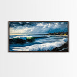 Stormy Waves, Dramatic Seascape, Canvas Print, Coastal Wall Art, Beach House Decor, Nautical Art, Moody Ocean Scene, Living Room Wall Art