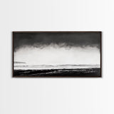 Foggy Ocean, Misty Beach, Black and White Minimalist, Canvas Print, Modern Wall Art, Bedroom Decor, Neutral Tones, Serene Seascape