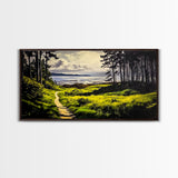 Coastal Path, Ocean View, Nature Landscape, Large Canvas Print, Beach House Painting, Framed Canvas Print, Tranquil Wall Decor