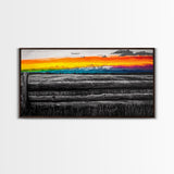 Mountain Sunset, Colorful Landscape, Rustic Wall Art, Cabin Decor, Nature Painting, Western Art, Large Wall Art, Framed Canvas Print