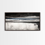 Stormy Beach, Coastal Landscape, Black and White Ocean Art, Moody Seascape, Nautical Home Decor, Modern Minimalist Art, Canvas Print