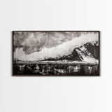 Monochrome Mountain, Dramatic Landscape, Black and White Art, Moody Wall Art, Modern Nature Print, Office Decor, Framed Canvas Print