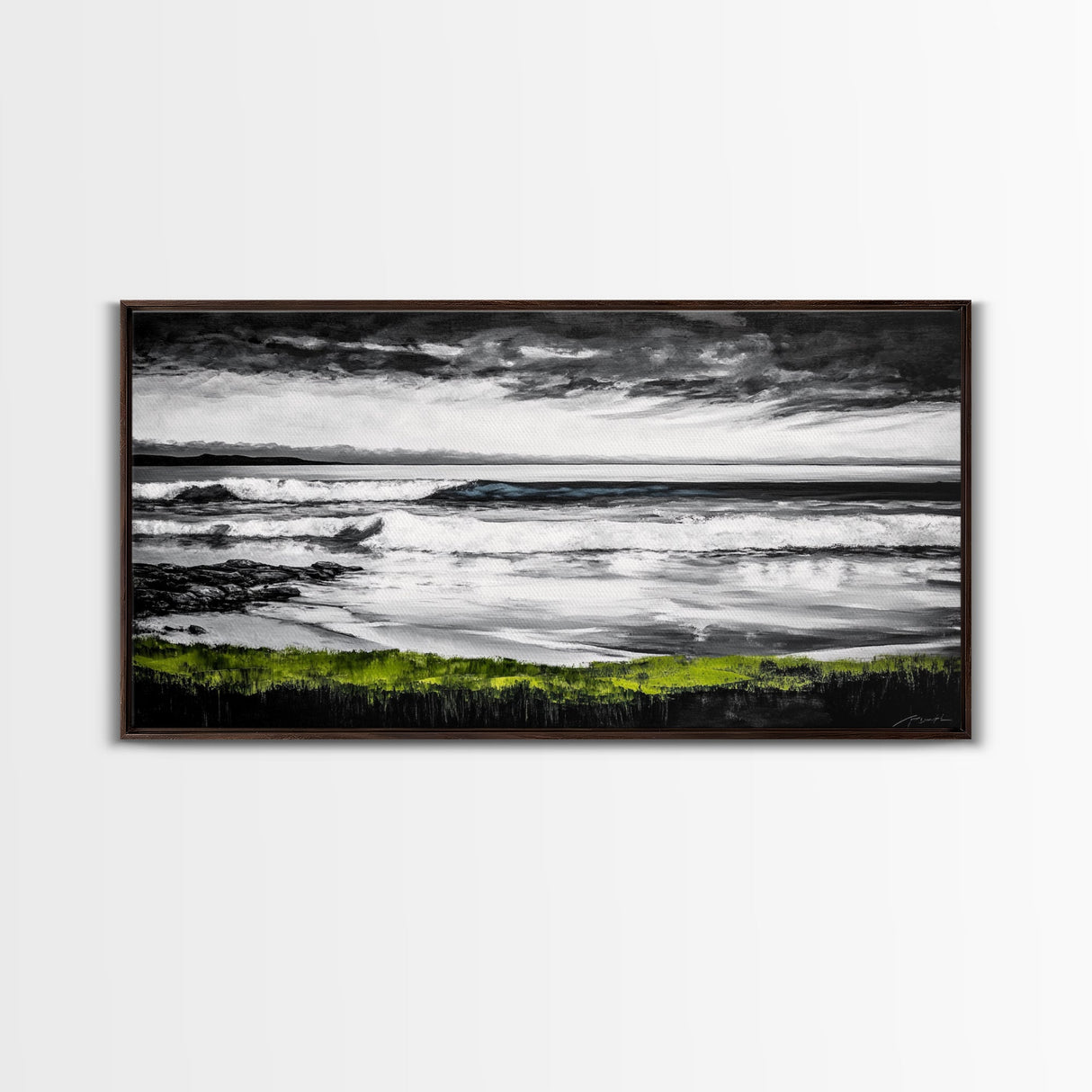 Stormy Coast, Ocean Waves, Black and White Seascape, Coastal Home Decor, Nautical Art, Living Room Wall Art, Canvas Print