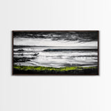Stormy Coast, Ocean Waves, Black and White Seascape, Coastal Home Decor, Nautical Art, Living Room Wall Art, Canvas Print
