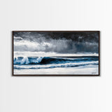 Stormy Ocean, Dramatic Seascape, Blue Waves, Coastal Decor, Moody Beach Art, Modern Wall Decor, Large Statement, Framed Canvas Print