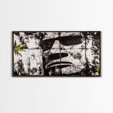 Monochrome Face Art, Edgy Black White Painting, Street Art Print, Urban Loft Decor, Framed Canvas Print, Unique Statement Piece