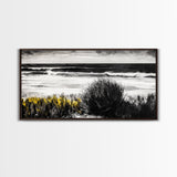 Ocean Waves, Coastal Scene, Beach House Art, Seaside Decor, Black and White Seascape, Framed Canvas Print, Minimalist Art, Nature Painting