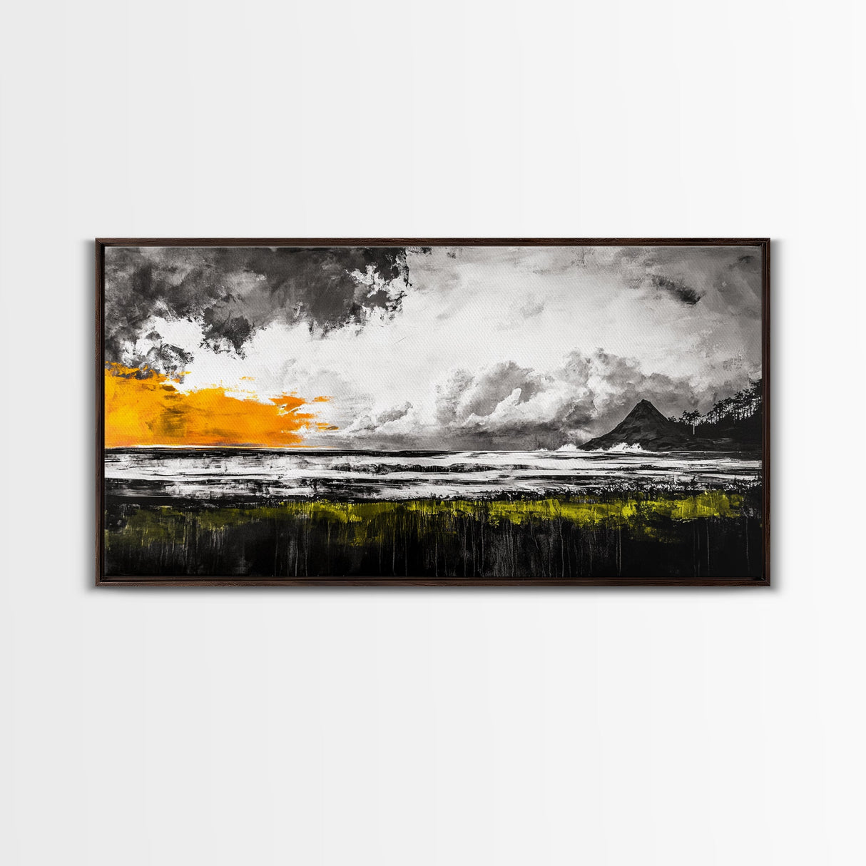 Sunset Seascape, Coastal Wall Art, Modern Beach Decor, Ocean Painting, Large Framed Canvas Print, Living Room Art, Minimalist Art