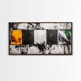 Abstract Blocks, Modern Geometric Art, Black and White Canvas Print, Colorful Wall Decor, Living Room Art, Framed Canvas Print