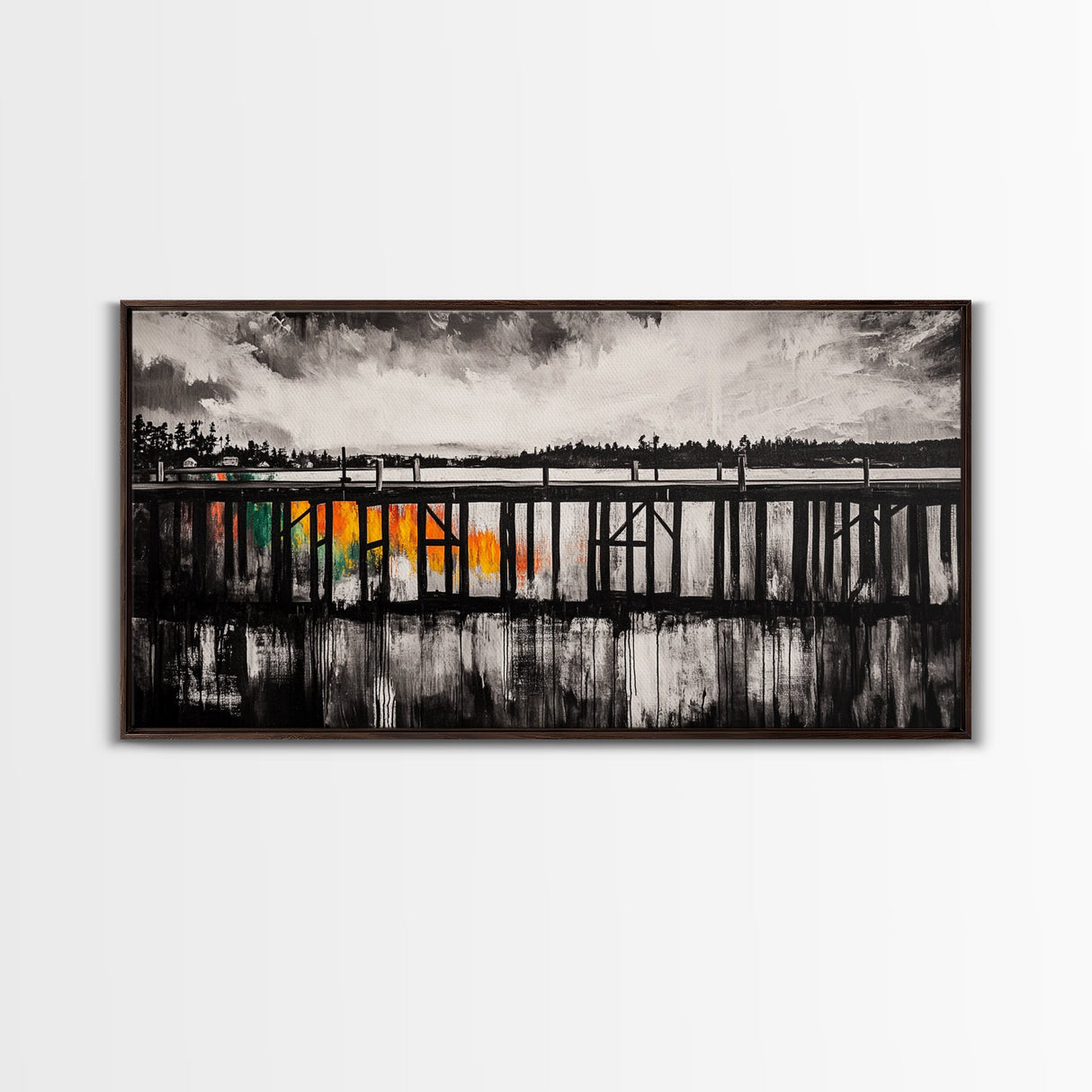 Wooden Pier, Lake House Art, Nautical Canvas Print, Black and White Art, Rustic Home Decor, Nature Artwork, Coastal Wall Art