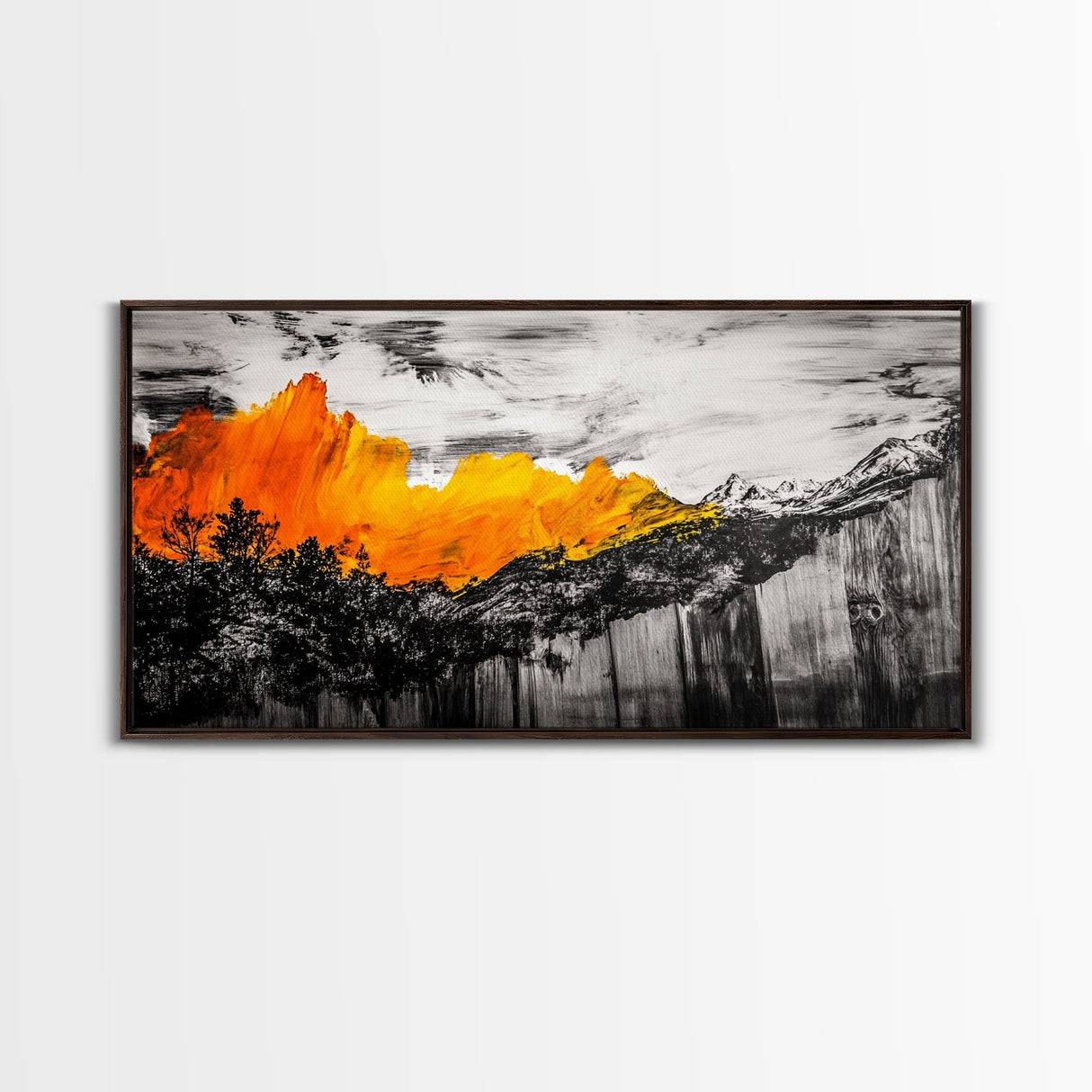 Firestorm, Mountain Art, Nature Abstract, Dramatic Canvas Print, Fall Art, Wilderness Decor, Rustic Living Room, Framed Canvas Print