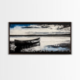 Still Water, Black and White Art, Reflection Canvas Print, Lake Scene Wall Art, Nature Decor, Peaceful Home Art, Framed Canvas Print
