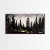 Black Forest, Dark Landscape, Modern Wall Art, Minimalist Nature, Moody Trees, Framed Canvas Print, Living Room Decor, Rustic Cabin Art