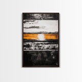 Abstract Horizon, Golden Light, Modern Landscape, Framed Canvas Print, Minimalist Wall Art, Office Decor, Contemporary Sunset, Fall Vibes