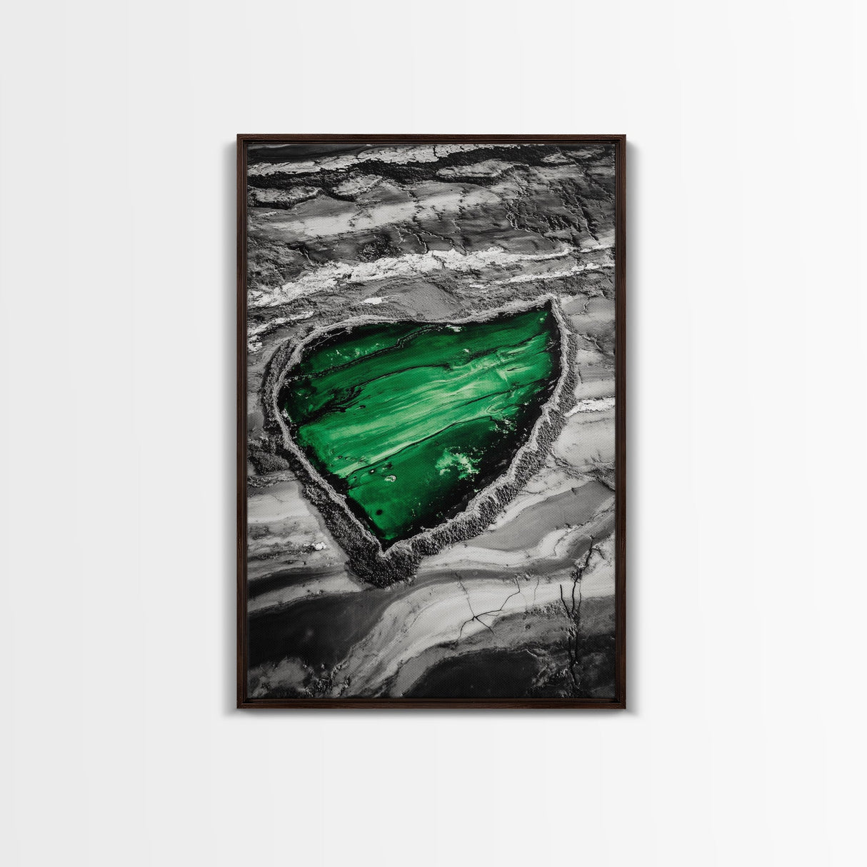 Emerald Pool, Abstract Geode, Nature Art, Textured Painting, Framed Canvas Print, Modern Earth Tones, Office Wall Art, Luxe Home Decor