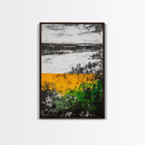 Modern Abstract Landscape, Unique Nature Scene, Rustic Farmhouse Wall Decor, Minimalist Home Gift, Framed Canvas Print