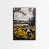 Elk Herd, Autumn Field, Wildlife Wall Art, Canvas Print, Rustic Home Decor, Cabin Aesthetic, Mountain Scene, Nature Photography