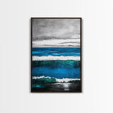 Ocean Waves, Coastal Abstract, Bold Blue, Canvas Print, Beach Wall Art, Modern Minimalist Painting, Bedroom Wall Decor