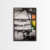 Palm Tree, Coastal Abstract, Beach Landscape, Framed Canvas Print, Tropical Wall Art, Black and White Painting, Modern Home Decor