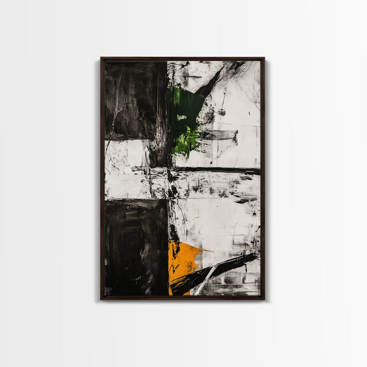 Greenery Abstract Painting, Textured Black White Art, Canvas Print, Minimalist Wall Art, Living Room Decor, Modern Home Accent
