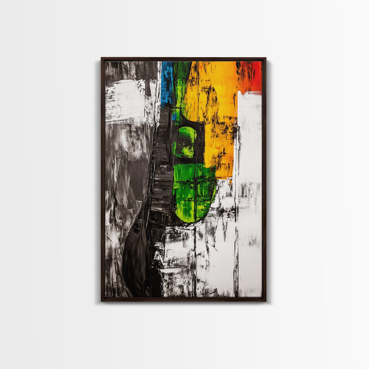 Colorful Guitar, Abstract Canvas Print, Music Lover Decor, Bohemian Wall Art, Artistic Home Painting, Living Room Statement Art